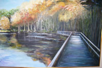 Painting of the walking bridge at Anderson Park